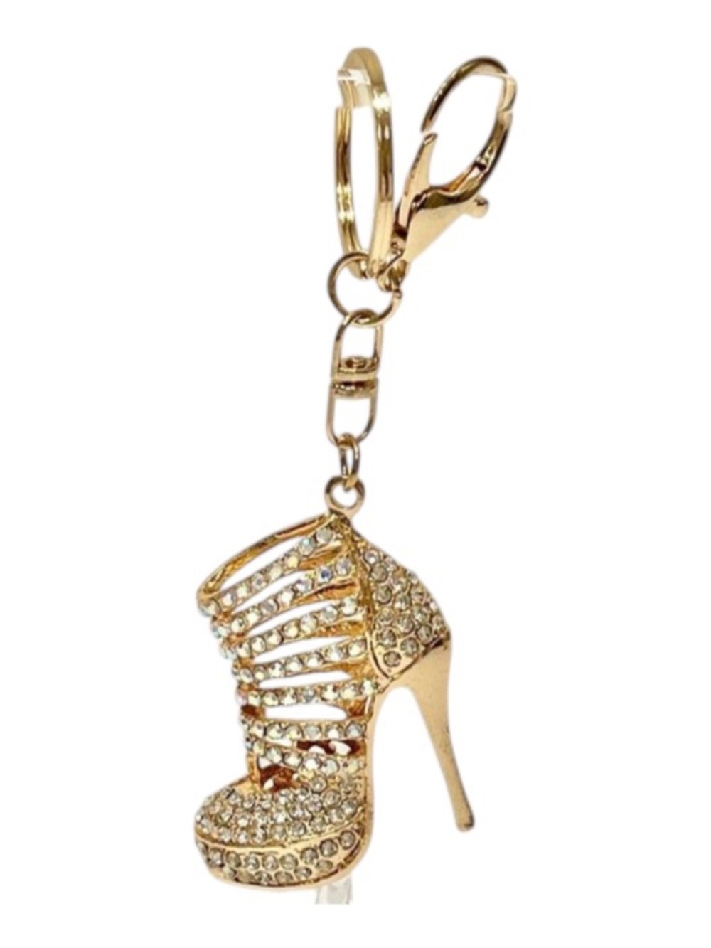Rhinestone Crystal High Heel Boot Bag Charm Keychain  NEW